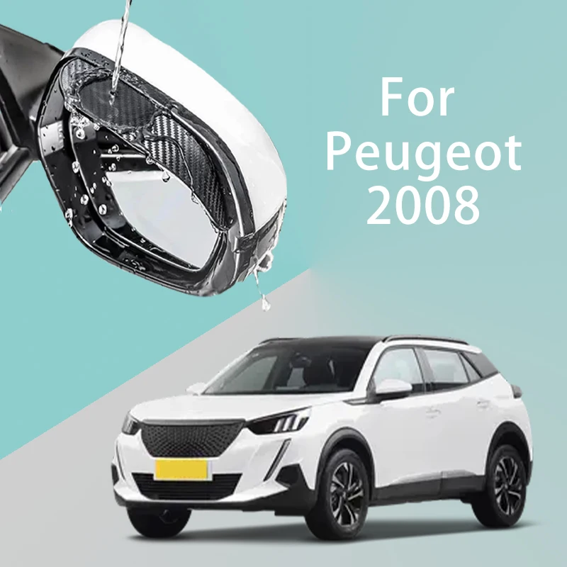 

FOR Peugeot 2008 Car Rearview Mirror Rain Eyebrow Visor Carbon Fiber Side Automotive exterior protection
