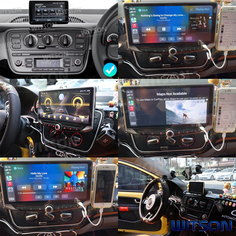 10.88'' Android Car Radio Multimedia For vw Volkswagen UP/e-Up SEAT MII 2012-2015 Phone Holder CarPlay Stereo Type-C charging