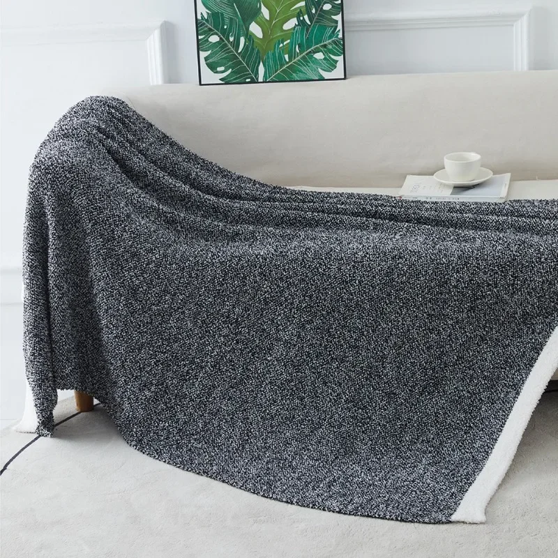 1PC Half-edge Plush Blanket New Soft Home Decoration Knitted Blanket Thickened Home Textile Modern Simple Solid Color