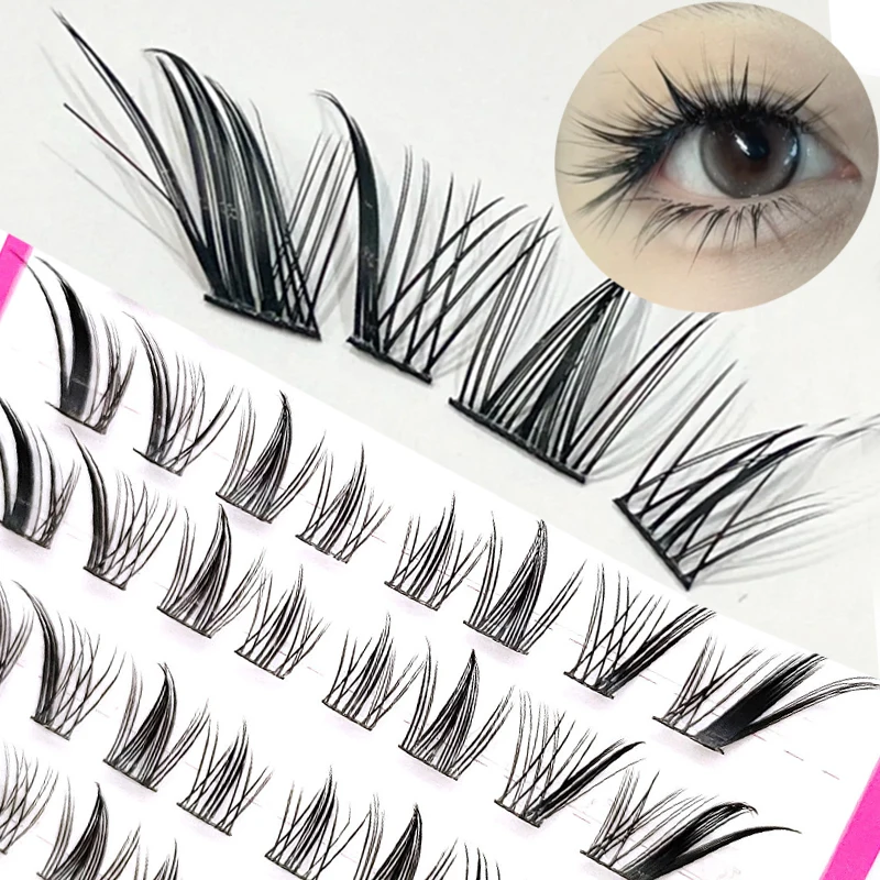

Fox Eye Effect Manga False Eyelashes Thick Roll Warped Segmented Individual Cluster Lash Extensions Enlarge Eyes Lashes Makeup