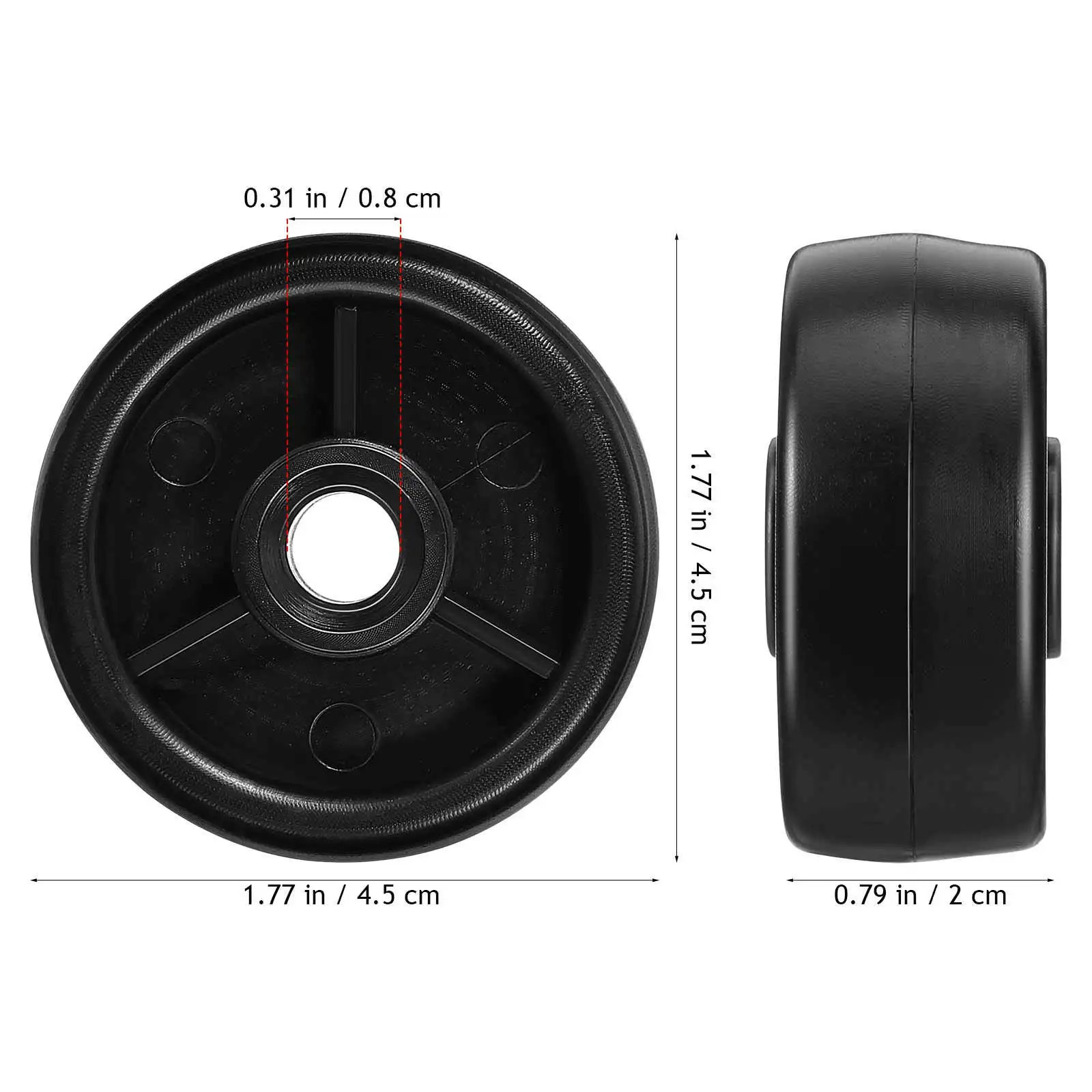 Equipamento de fitness rolo preto roda exercício para esteira ginásio operação suave durabilidade polias substituição uso doméstico plástico