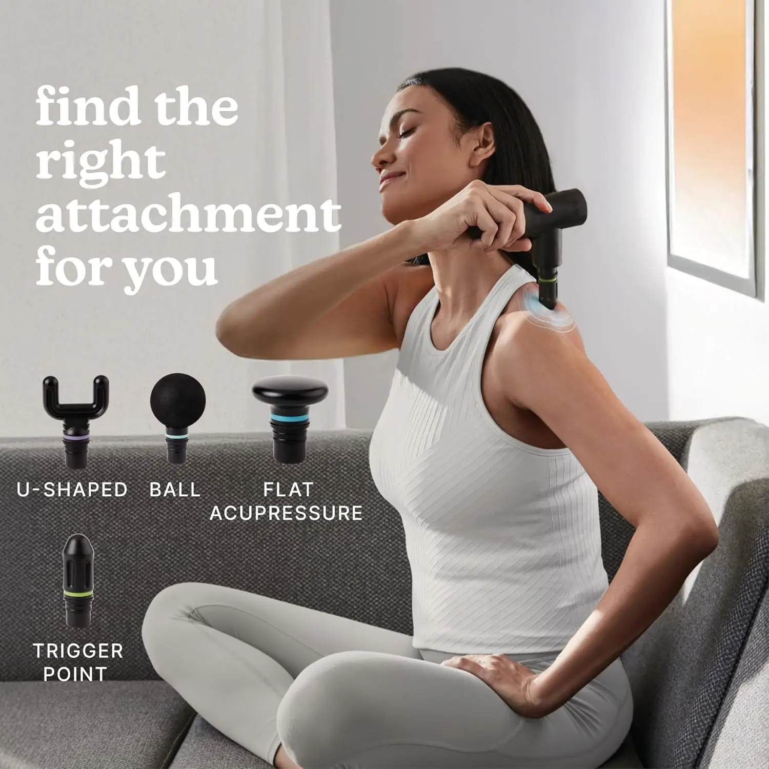 Therapist Select Compact Percussion Massager, 4 Attachments, Heat, Rechargeable, 3 Levels, Cordless Travel Massager