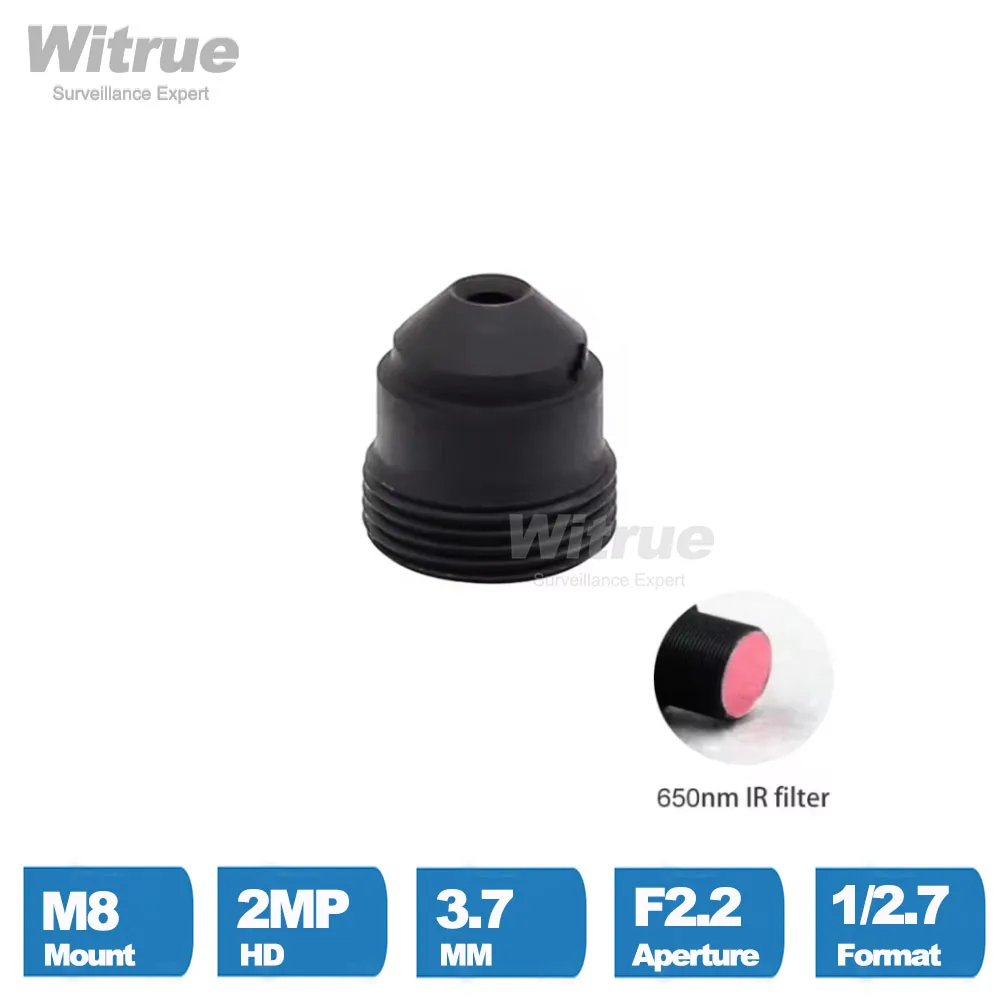 Witrue Pinhole Lens 3.7mm M8 X P0.5 Mount 1080P 2 Megapixel 1/3' F2.2 with 650nm IR Filter for Mini Camera CCTV Security Cameras