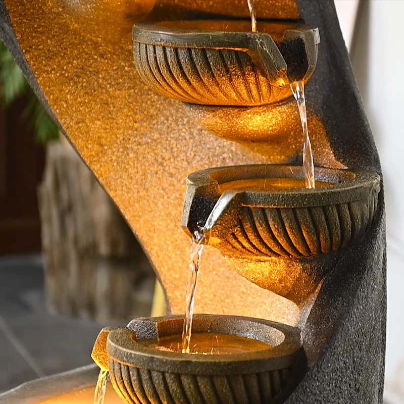 Factory Direct 2026 Stylish Resin Cascade Waterfall Wall Fountain Whit  Pump Indoor Water Feature Pump for Living Room, Home, or