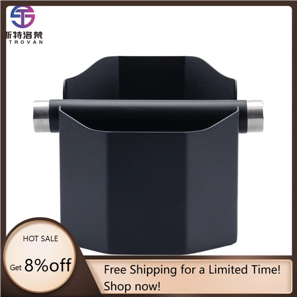

STLG WJW New Design Stainless Steel Espresso Coffee Portafilter Grounds Knock Box Portable Black Coffee Knock Box Bin