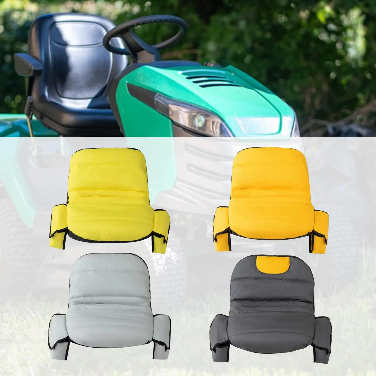 Lawnmower Seat Cover Tractor Seat Cover Elastic Straps Anti Slip Convenient Storage Pockets Accessories for Garden