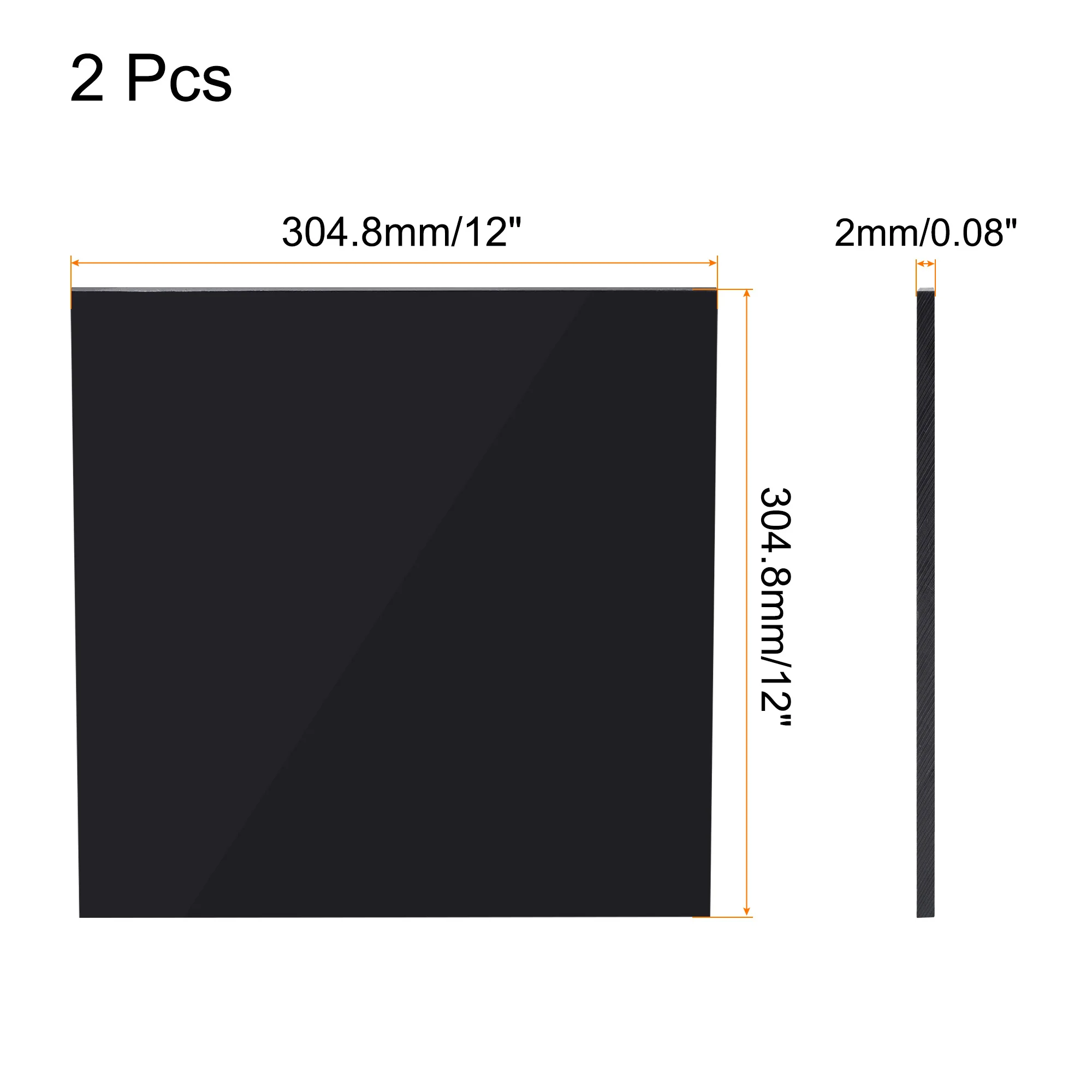 uxcell UHMW Sheet Ultra High Molecular Weight Polyethylene Sheet Hard Plastic Sheet Board 12''x 12 '' x 0.08'' Black 2 Pcs
