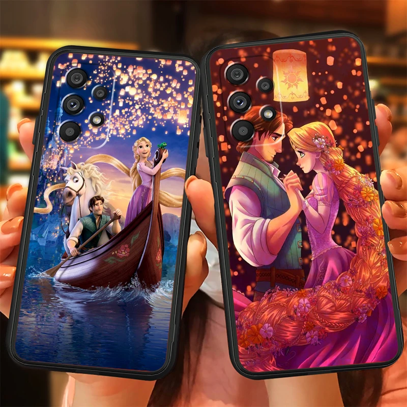 Tangled Rapunzel Cartoon For Samsung A53 A52 A33 A32 A51 A71 A21S A13 A73 A55 A22 A23 A35 A72 A54 A12 5G Black Back Phone Case