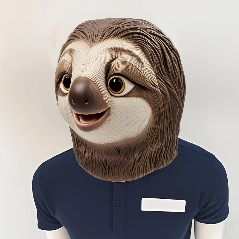 

Забавный ленивец, латексная маска на всю голову с изображением животных, Рождественская вечеринка, карнавальный костюм, реквизит, аксессуар, игрушка в подарок