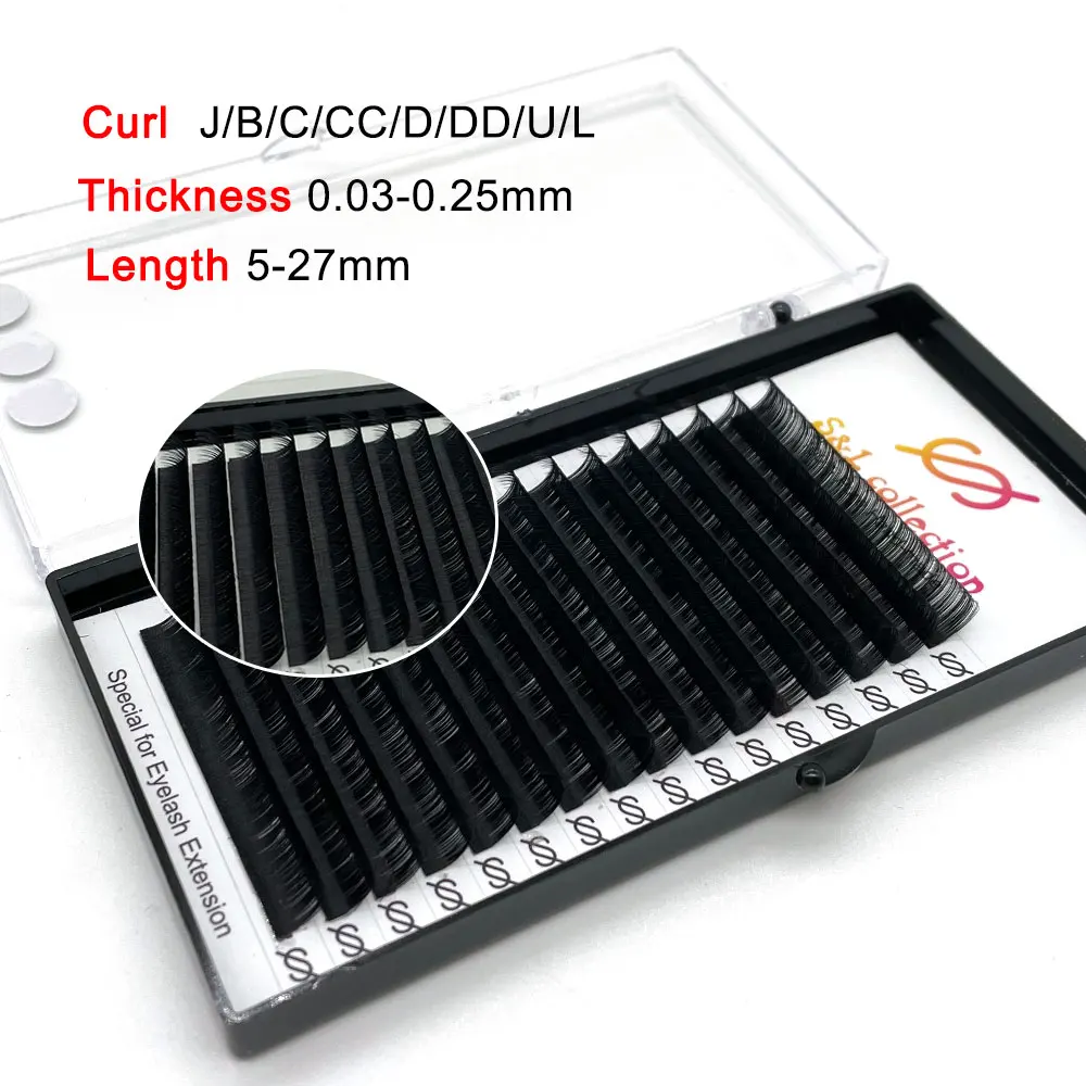 

Wholesale 1pc Eyelash Extension 0.05 and 0.07 thickness C,D CC Curl 8-15mm False Mink Hair Individual Silk Lash Extension