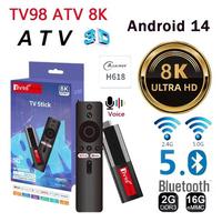 TV98 ATV 8K Smart TV Stick Android 14 Allwinner H313 2.4G 5G Wifi TV Stick Support OTA 4K BT5.0 2GB 16GB Voice Remote TV Box