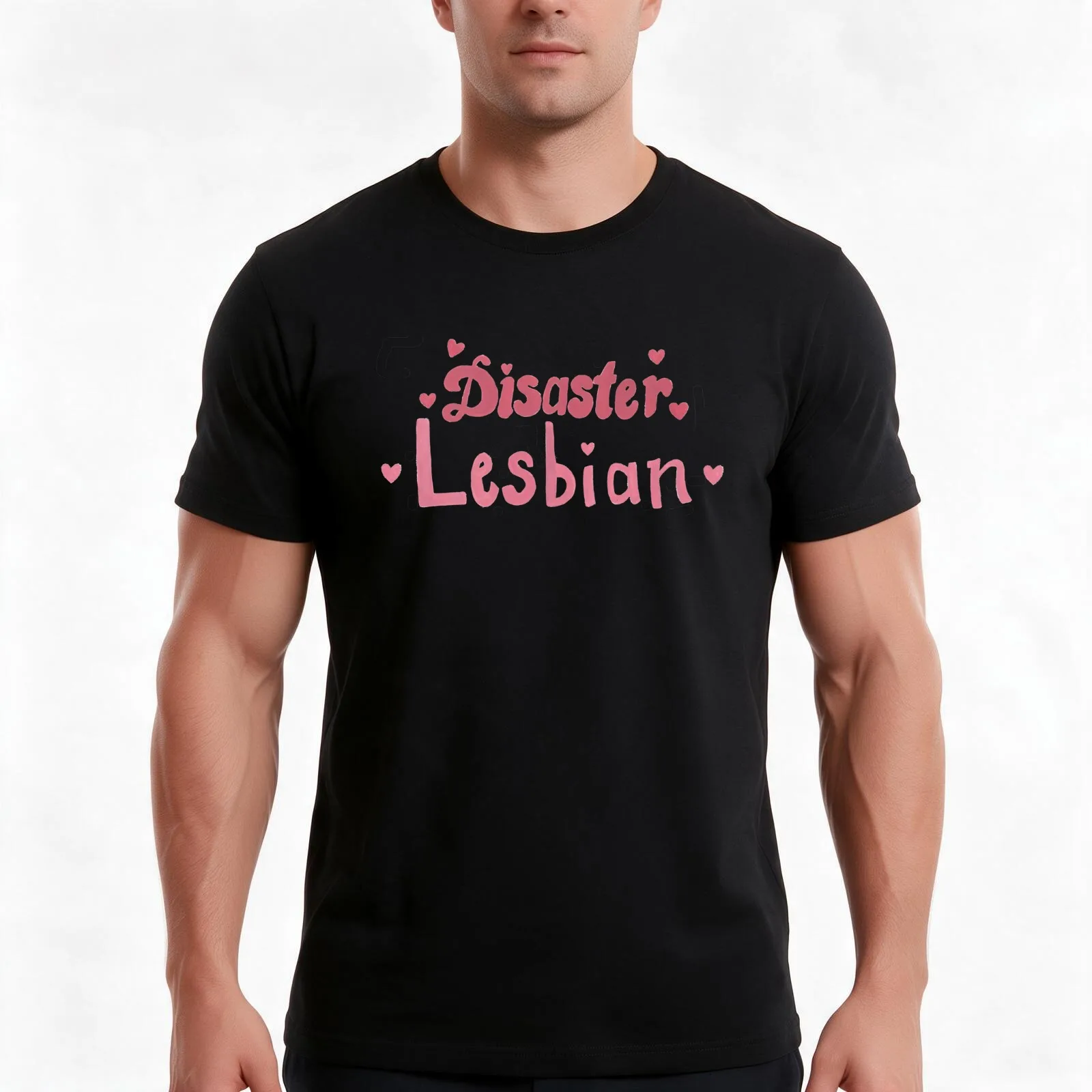 disaster lesbian T-Shirt, Summer Casual Cotton Tee, Oversized Streetwear Tops, Vintage Graphic Print, Loose Fit Short Sleeve