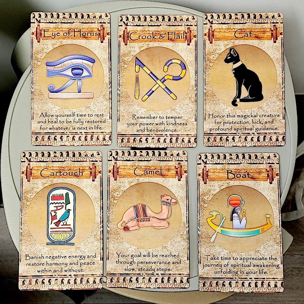 EGYPTIAN ORACLE 20 Cards, Inspirational Deck with Messages From The Divine Spirit of Egyptian Gods 12*7cm