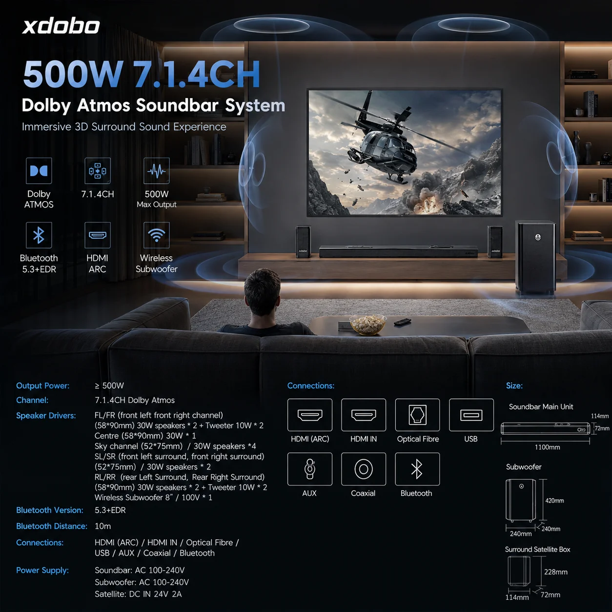 Home Cinema Barre De Son - Barre de son en bois Xdobo