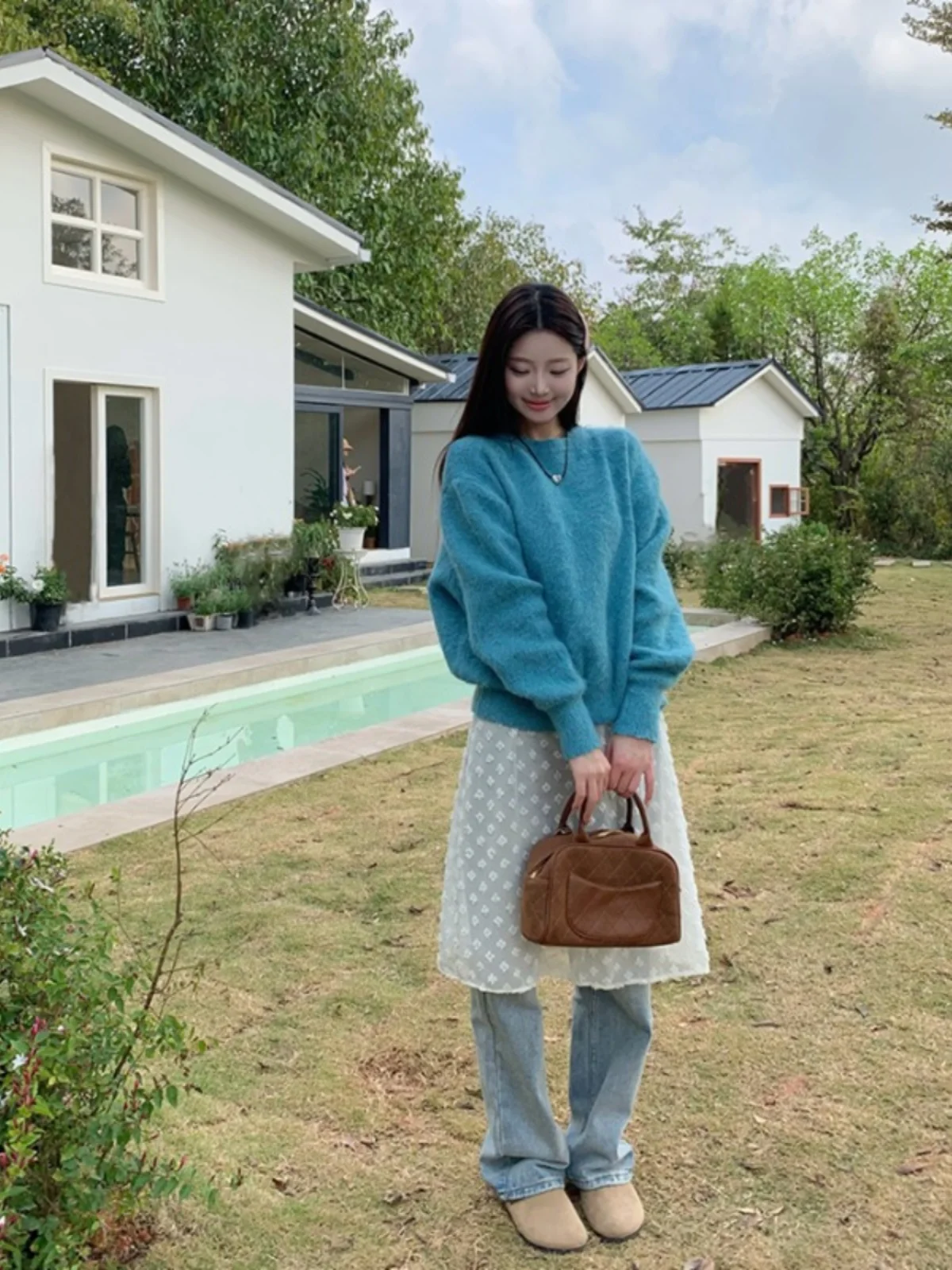 Vestido midi f estilo coreano com decote em V, flores 3D em relevo, em camadas, modelador de cintura, para a primavera...