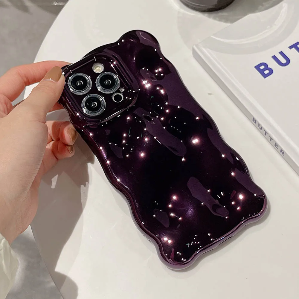 3D Bubble Shape Phone Case Meteorite Pattern For iPhone 16 15 14 13 12 11 Pro Max Water Ripple case Lens Bumper Shockproof Cover