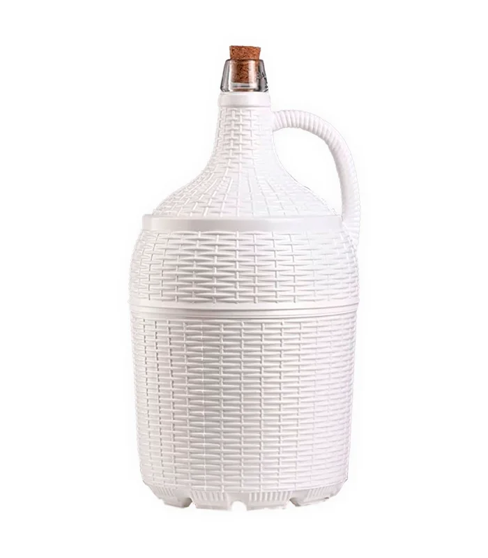 Tradineur plastic-lined glass carafe, including cork stopper, capacity of 5 litres, Wicker design, perfect for