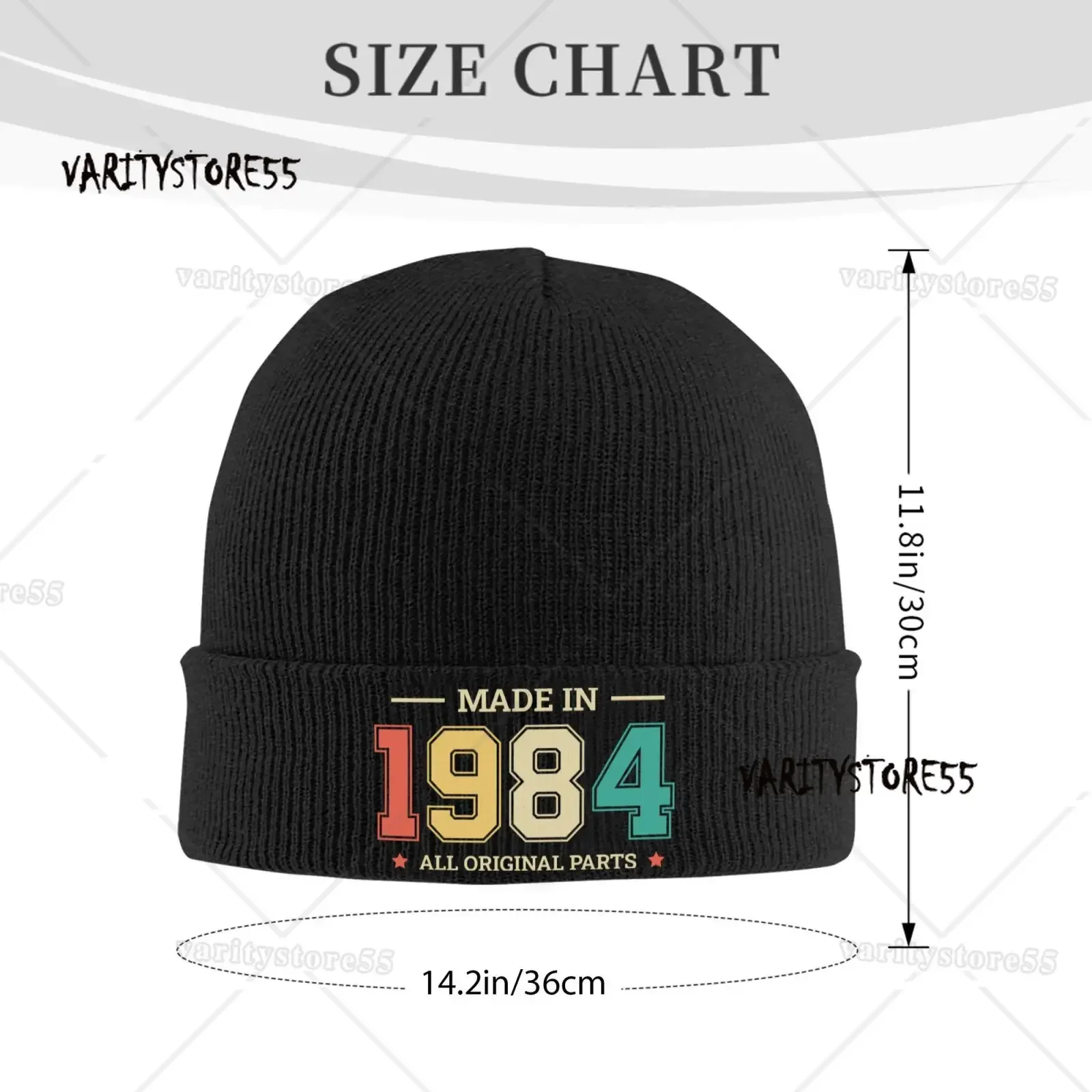 Made In 1984 Unisex Knitted Hat Outdoor Warm Men Solid Color Crimping Beanie Cap Hip Hop Ski Caps