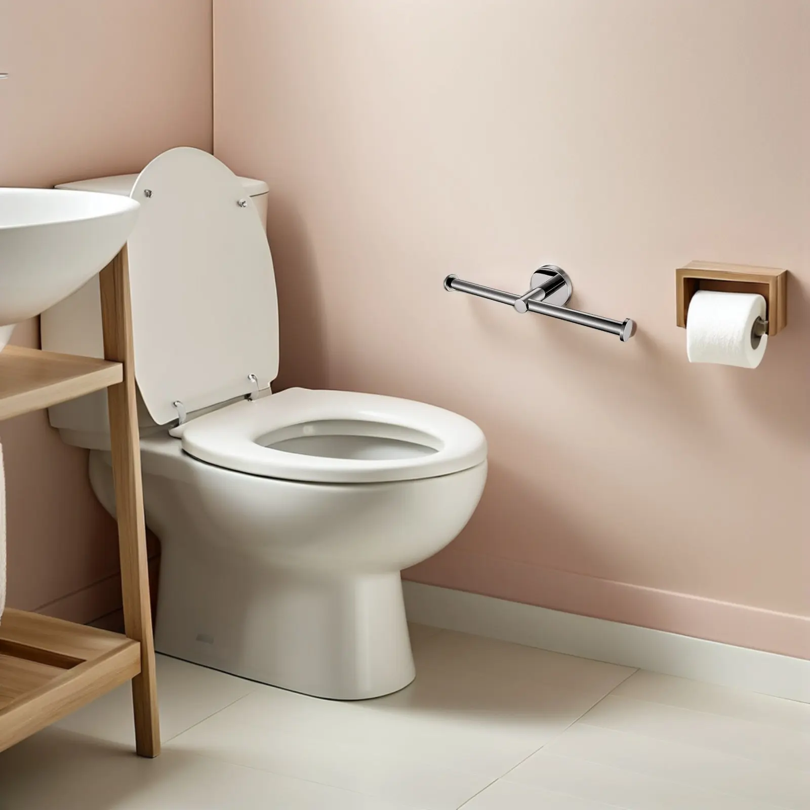 壁掛け式ダブルトイレットペーパーホルダー-高耐久性耐腐食性ティッシュラック-家庭用-ホテル-レストラン用-シルバー