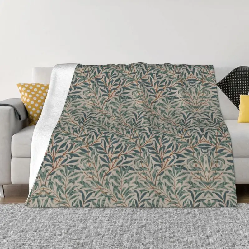 

William Morris 3D Print Willow Bough Blankets Breathable Flannel Autumn Floral Textile Pattern Throw Blanket for Sofa Travel Bed