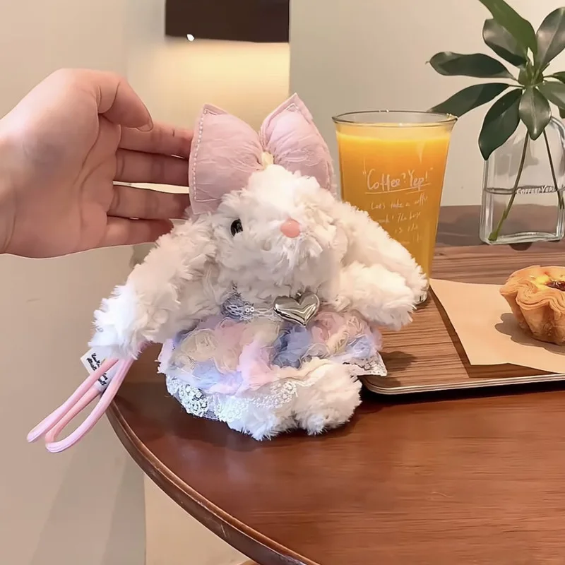 Cute Lop-Eared Rabbit 17cm Plush Doll Keychain Girl Bag Rabbit Plush Toy Ornament Kawaii Bunny Strap Hanging Decoration Gifts