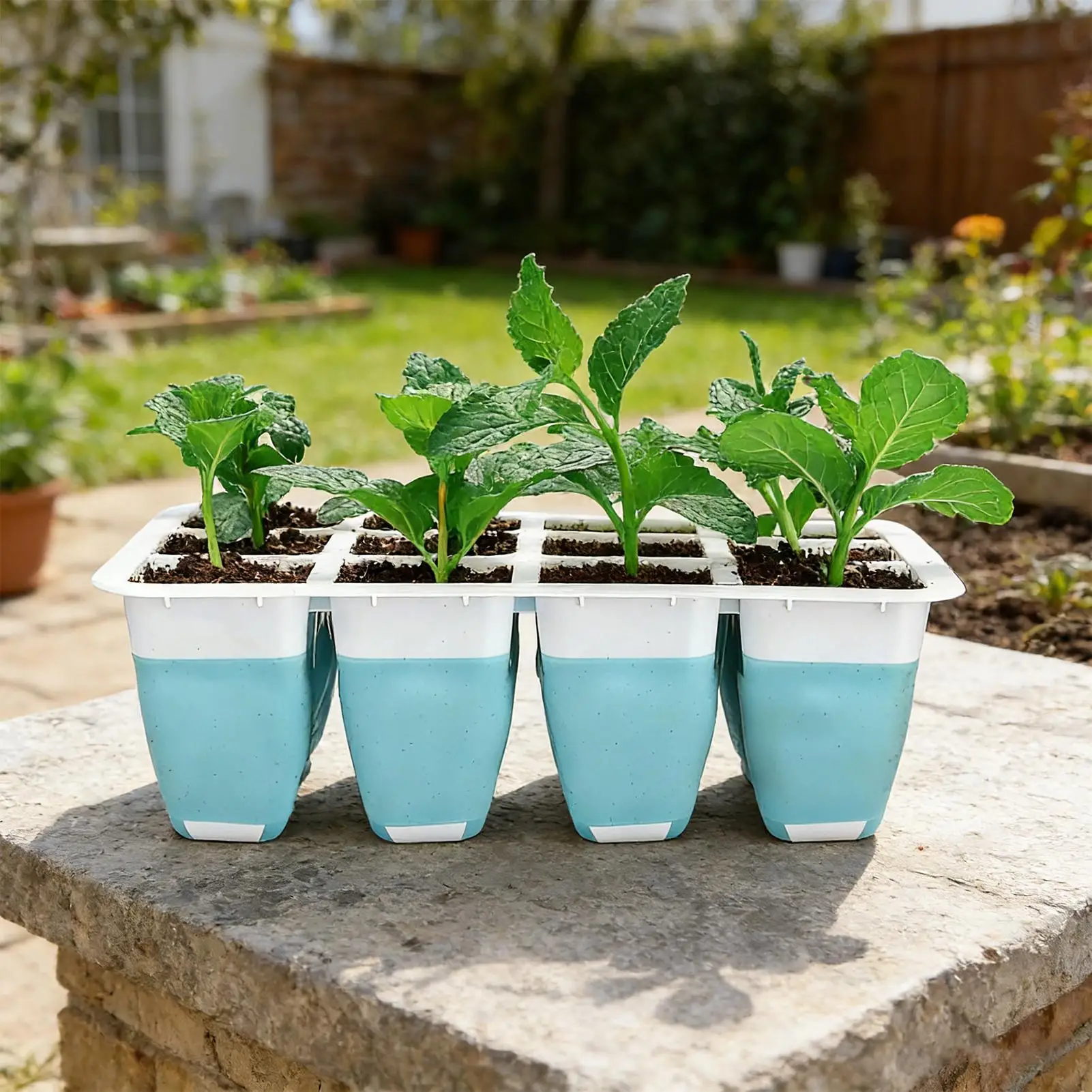 5-piece reusable seedling tray set, silicone seedling trays for seedling germination, indoor gardening germination trays