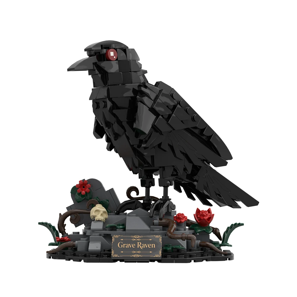 moc-ダークナイトレイブンビルディングブロックモデルハロウィンゴシック不気味なレイブンクリエイティブバードレンガ組み立ておもちゃ子供の誕生日プレゼント