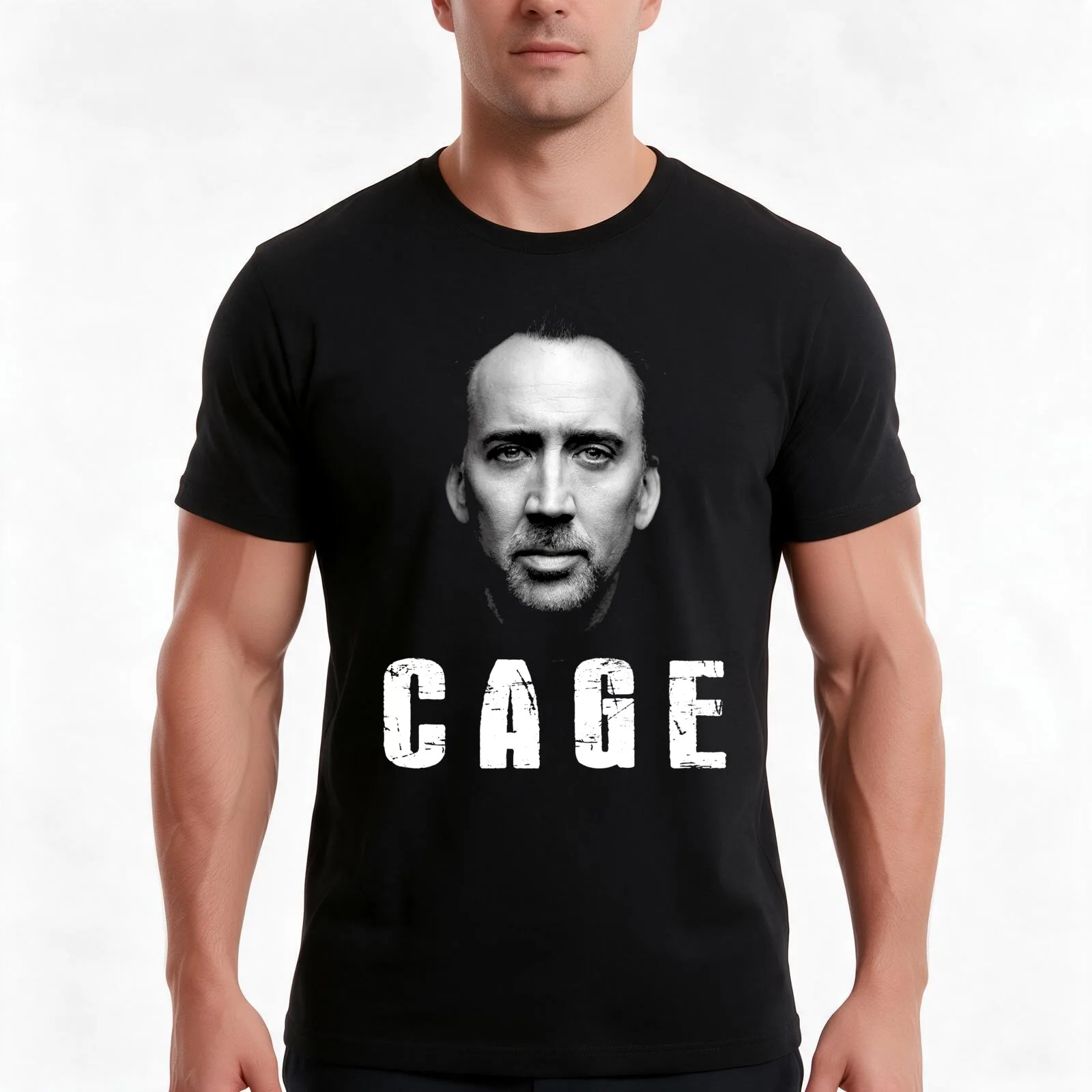 Nicolas Cage Iconic T-Shirt, Summer Casual Cotton Tee, Oversized Streetwear Tops, Vintage Graphic Print, Loose Fit Short Sleeve