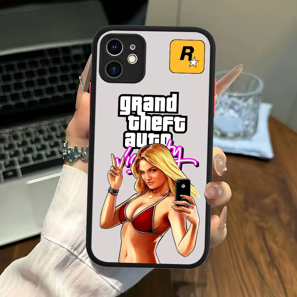 حار لاعب واحد لعبة Rstars GTA آيفون 11 12 13 14 15 16 برو ماكس زائد ماتي غطاء الهاتف الشفاف