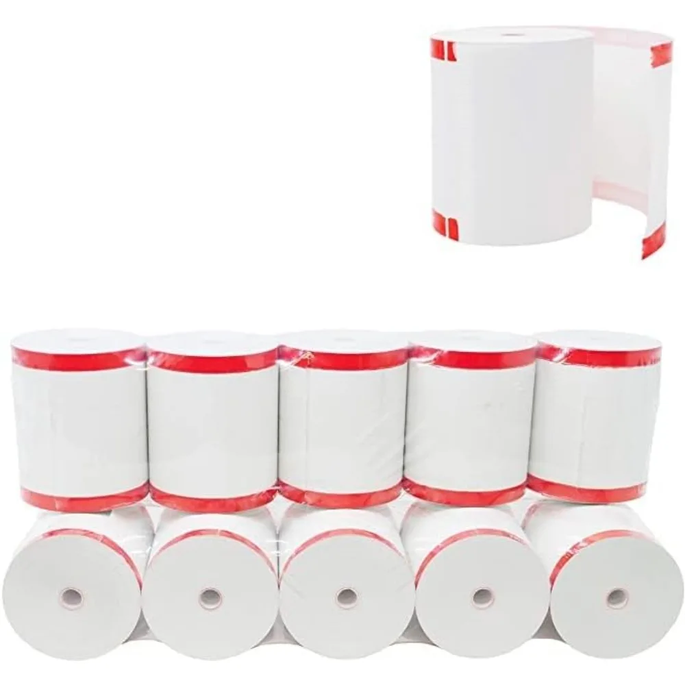 3 1/8 inch 50 gsm kernloze thermische papierrollen, verpakking van 50 stuks voor bonprinters