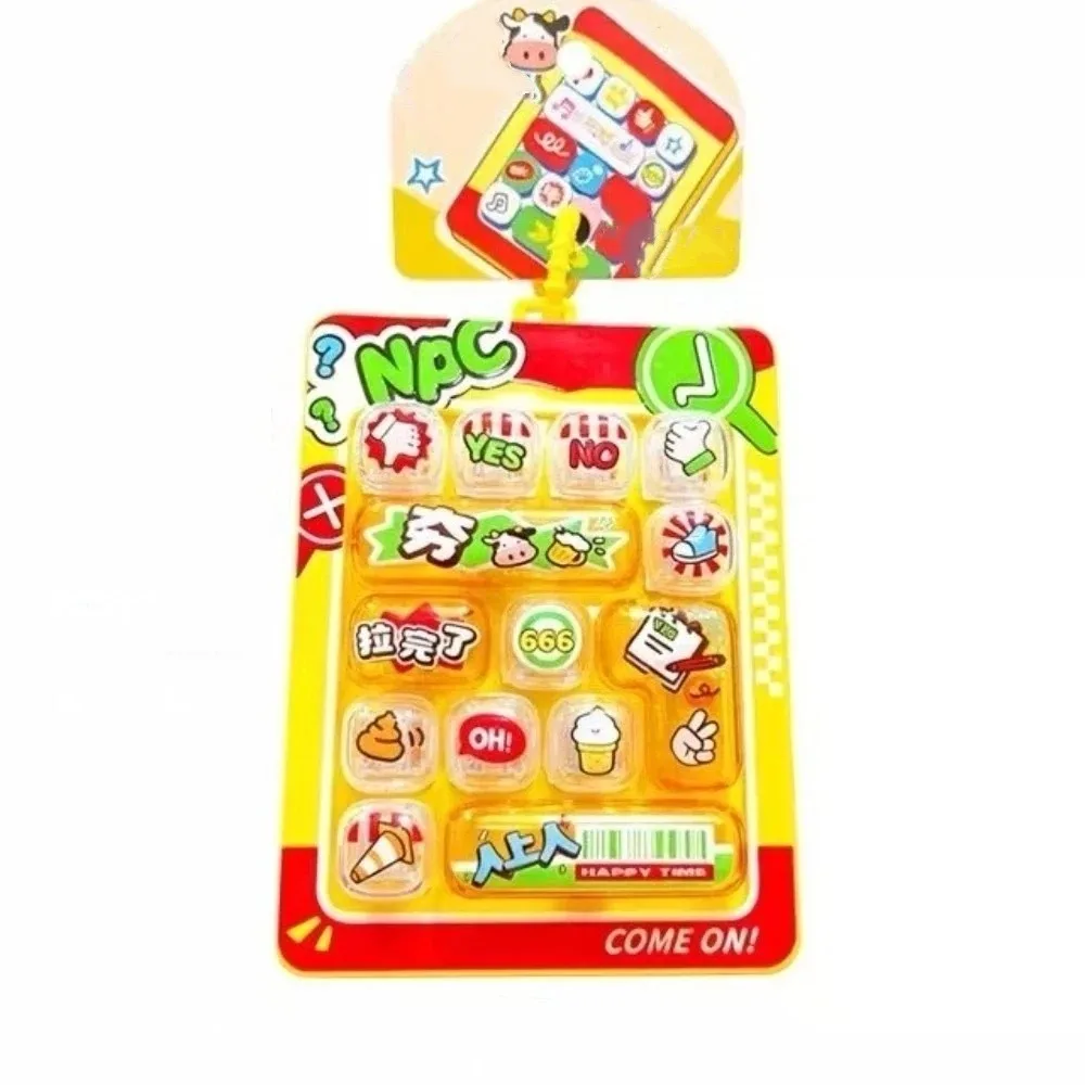 Mini Keyboard 14-Key Fidget Keyboard Keychain Creative Click Button Vertical Keyboard Key Pendant Cartoon Print Keyboard
