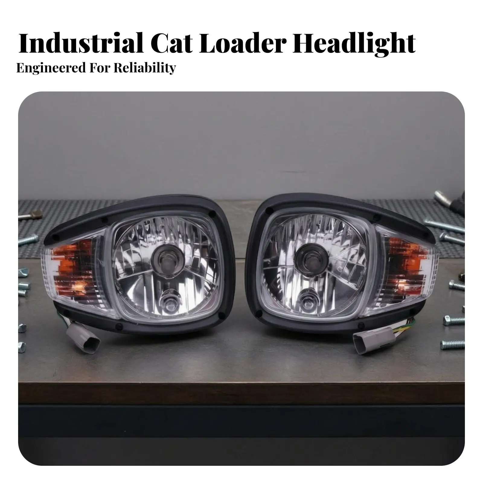 Vehicle Headlight Pair with Wiring Plug for 3044C E3054C Heavy Duty Use Clear Front Lens and Side Marker