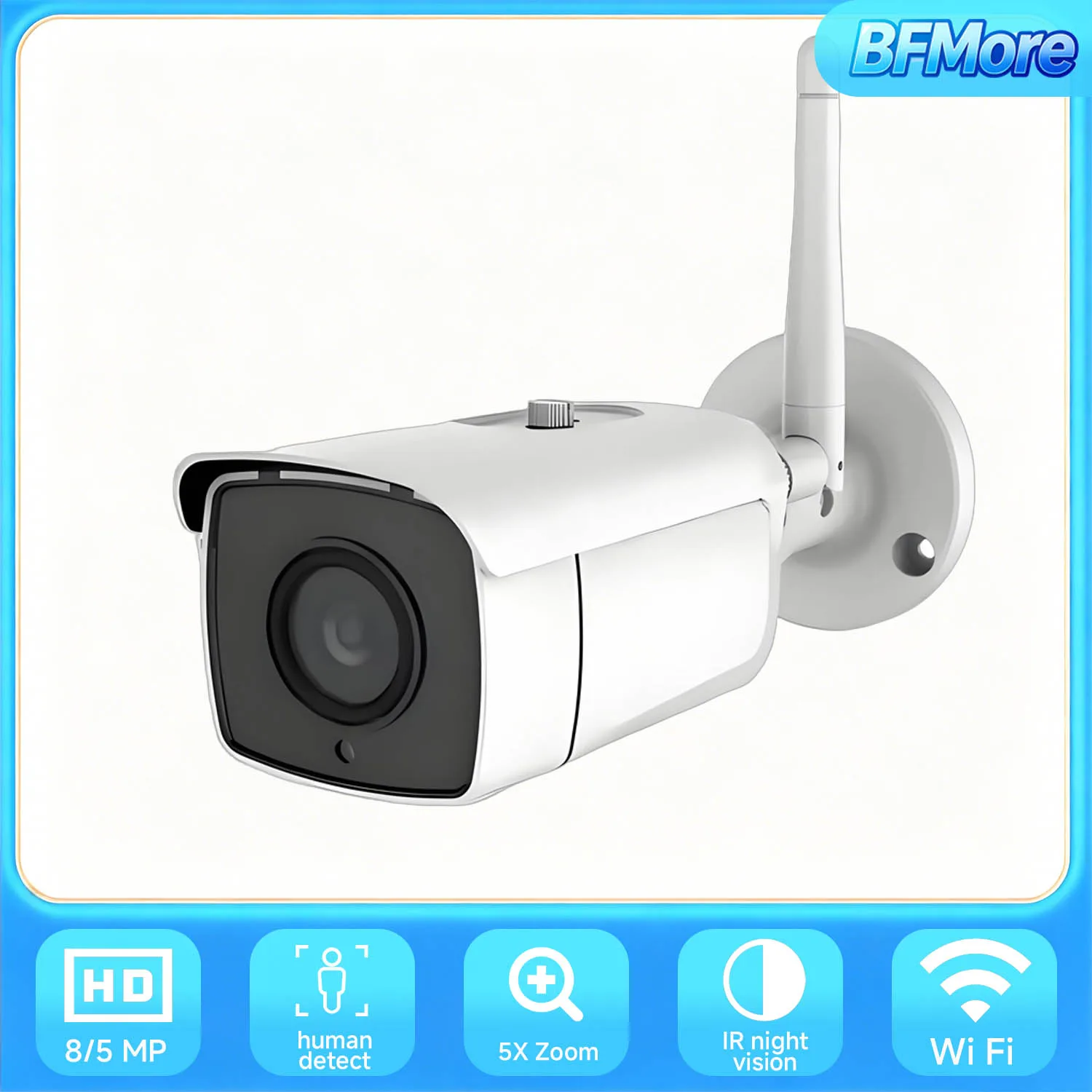 

BFMore 4G Wifi Outdoor Bullet 4K 8MP Home Security Motion Detection 5MP HD IR Night Vision Audio Wireless Surveillance