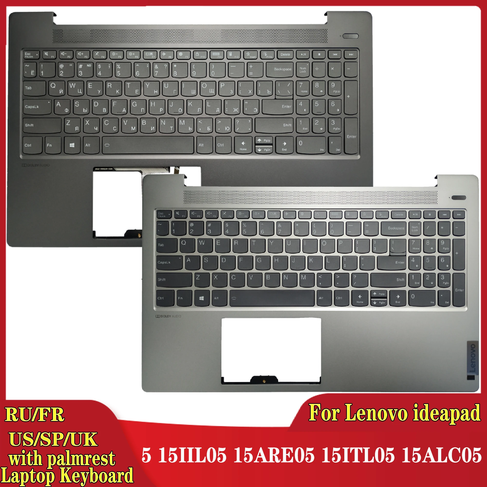 

NEW For Lenovo ideapad 5 15IIL05 15ARE05 15ITL05 15ALC05 Russian/US/UK/Spanish/French Latin laptop keyboard with palmrest upper