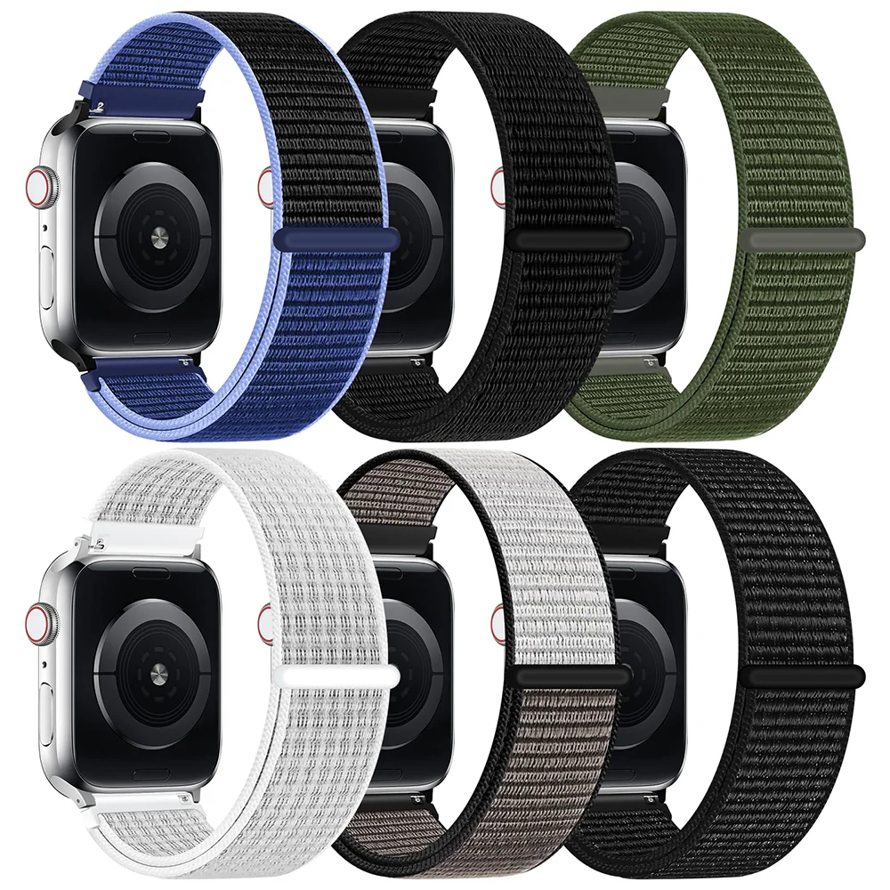 Nylon-Schlaufenbänder für Apple Watch Band Serie 10, 9 SE 7, 6, 5, 4, 3, Ultra 2, 44 mm, 40 mm, 45 mm, 41 mm, 46 mm, 42 mm, 49 mm, Sport-iWatch-Armband