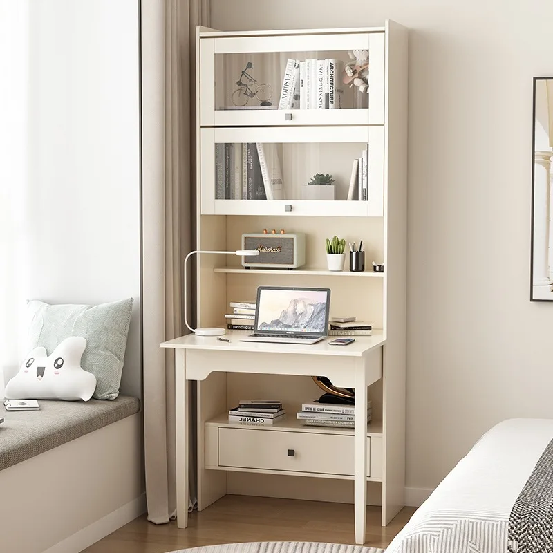Folding desk bookshelf integrated bedroom dresser solid wood desk student home modern simple computer desk bookcase