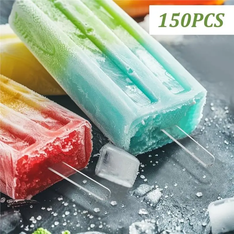 DTA4-Acrylic Reusable Sticks(150 Pcs), Transparent 4.5 In For Cakesicle Mold Mirror For Cake Pops