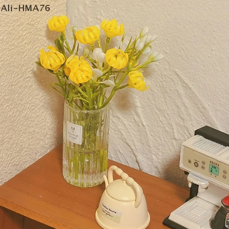 HMA76-1:12 인형 집 미니어처 화분 테이블 꽃 녹지 분재 모델 데스크탑 차량 탑재 장식품 홈 장식