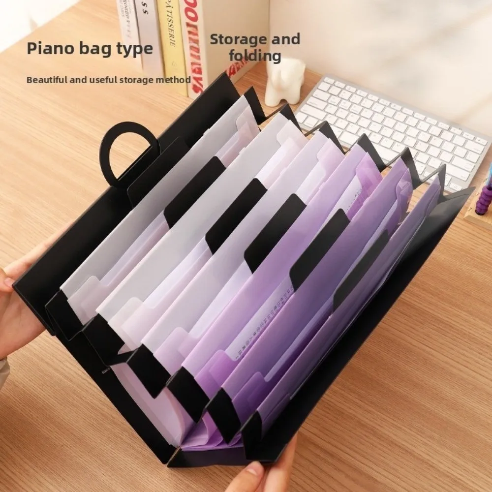 6 Pockets Hanging File Folders Wall Mounted Large Capacity Expandable Accordian Pockets Multi-color File Storage Bag Office