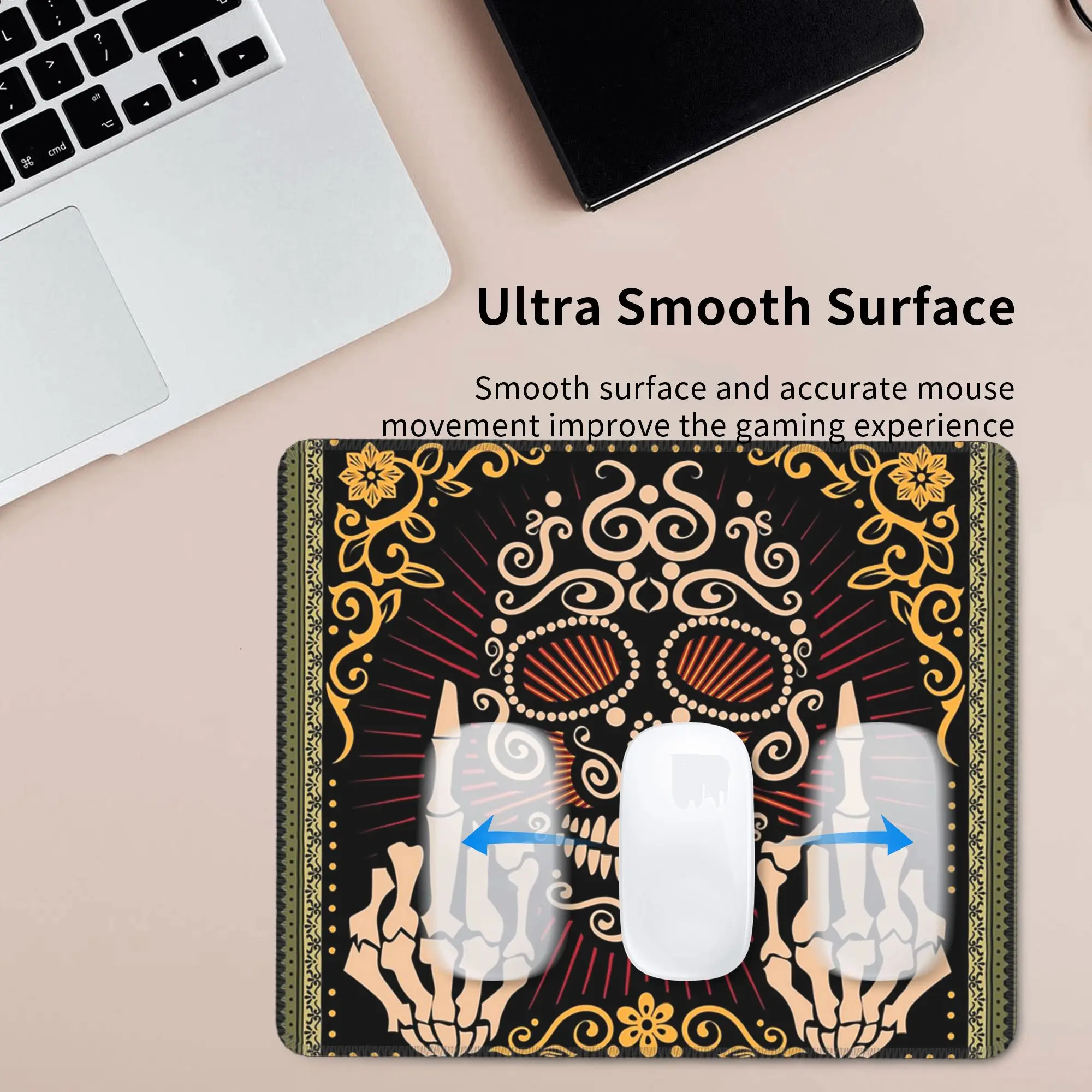 Sugar Skull Skeleton Mexican Filigree Day Of The Dead Mouse Pad Computer Keyboard Mouse Mat Gaming PC Laptop Desk Mat Table Mats