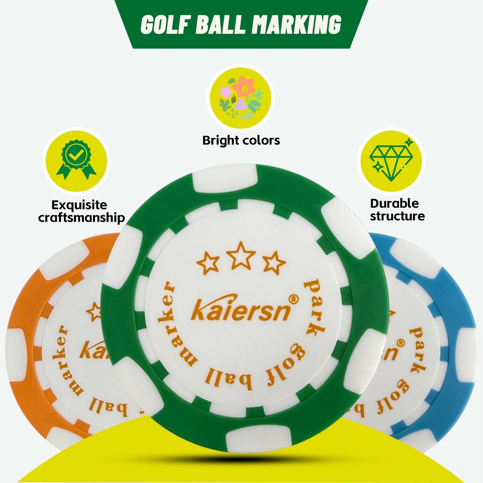 

Kaiersn 9-Piece Golf Ball Marker Set – 9-Color Durable Position Markers | Ideal Golf Accessories & Gift for Men & Women
