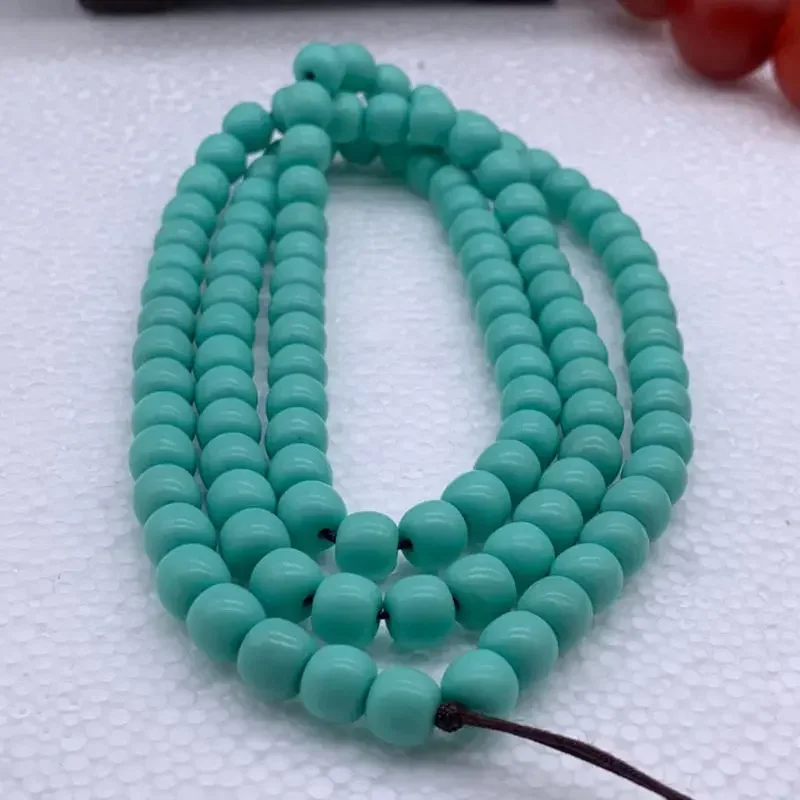 Natural Turquoise Buddha Beads Hand String Round 108 Beads Necklace Buddha Beads High Porcelain Jewelry for Men and Women