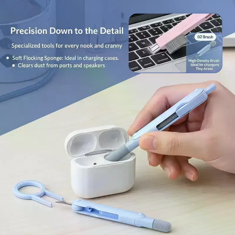 Keyboard Cleaning Kit: 7 In 1 Computer Cleaner Brush Earphones Pen Phone Keycap Screen Puller