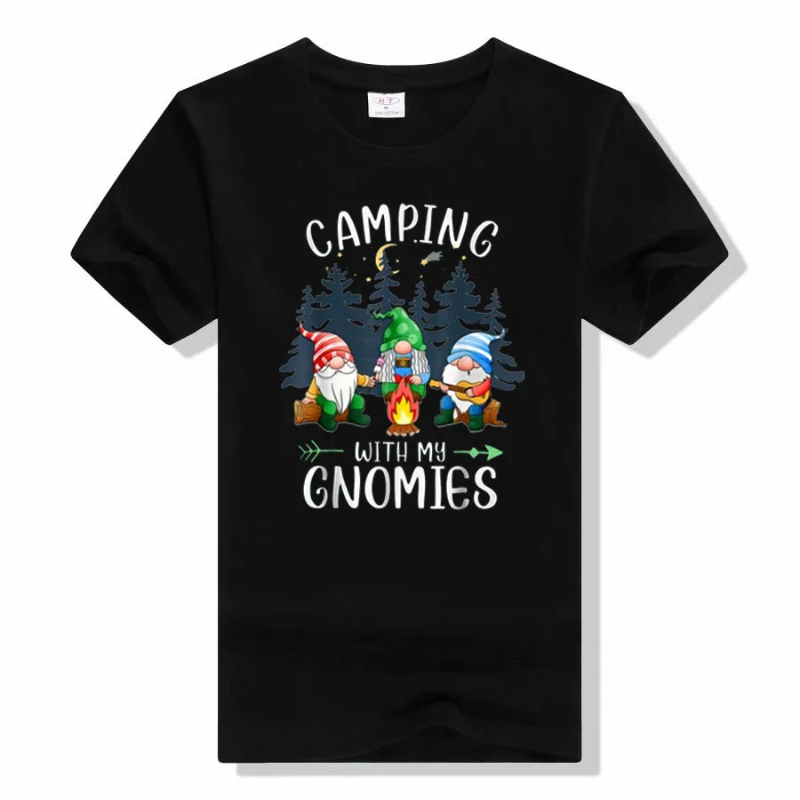 

Camping with My Gnomies Funny Gnome Camp Christmas Tree Youth T-Shirt Xmas Gifts Cute Graphic Tee Tops Outdoor Basic Clothes