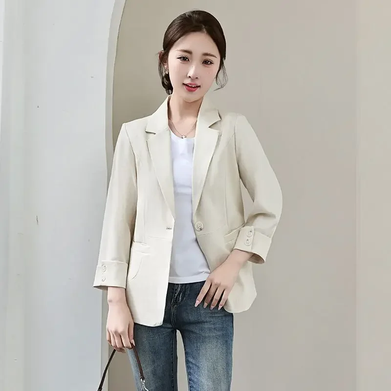 Women Spring Summer Blazer 2026 3/4 Sleeve Lightweight Half Lined Chic Office Suit Coat