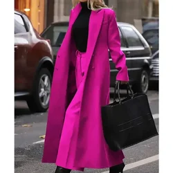 Roze op maat gemaakte vrouwen lange blazer bruiloft smoking vrouwelijke prom dress formele feestkleding