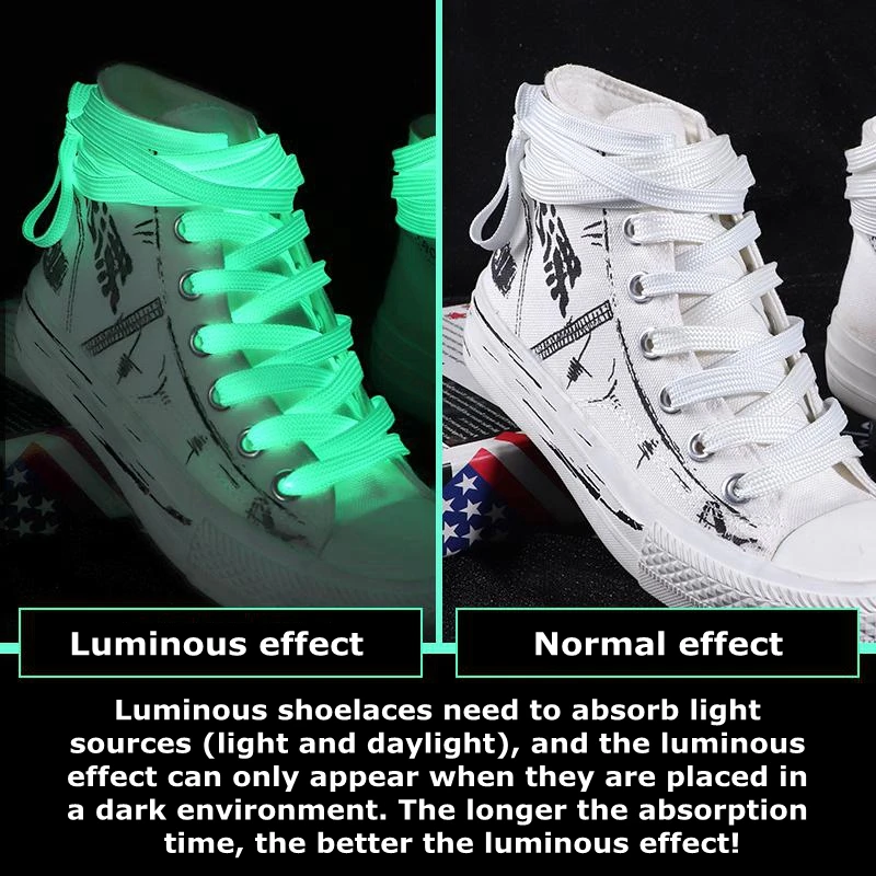 Lacci luminosi lacci per scarpe In tela piatta per Sport atletici Glow In The Dark Night Color fluorescente accessori per scarpe per lacci delle scarpe