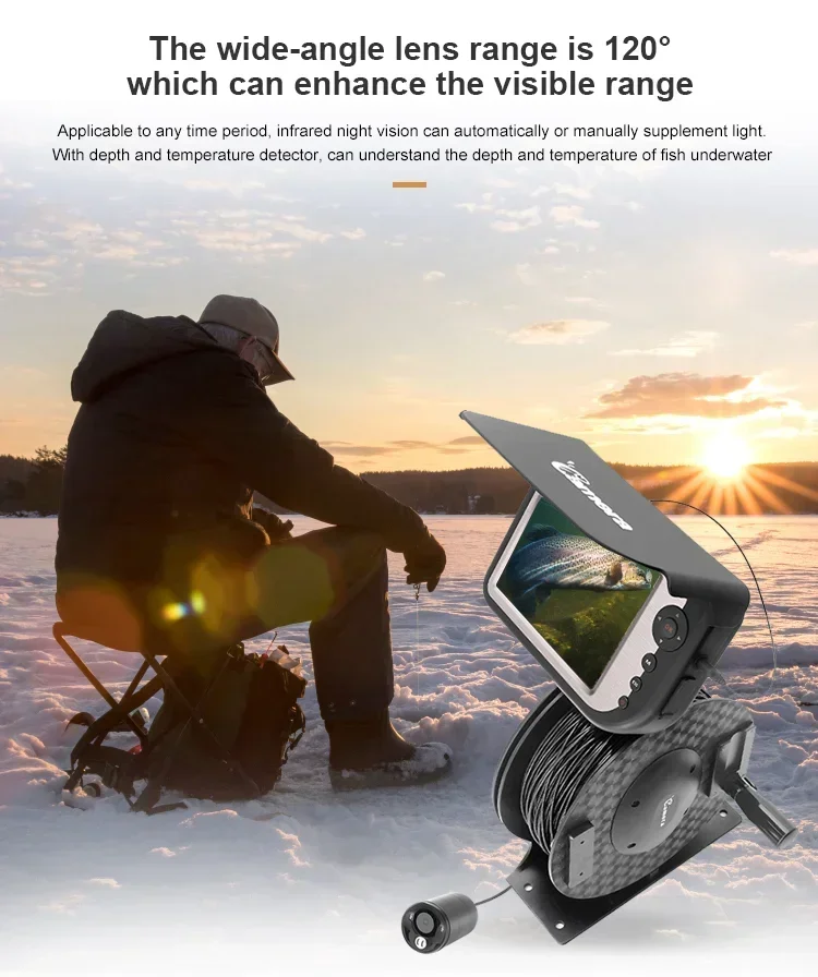 Best quality easy to use underwater video  5 inch ice fishing camera for Ice Lake Sea Boat Kayak Fishing