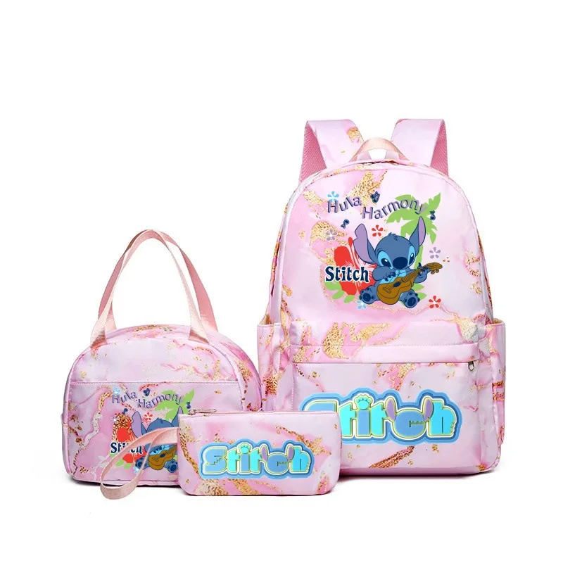 3Pcs/set Lilo Stitch Backpack Women Student Lunch Bag Large Capacity Schoolbag Teen Rucksack Women Leisure Schoolbag Sets