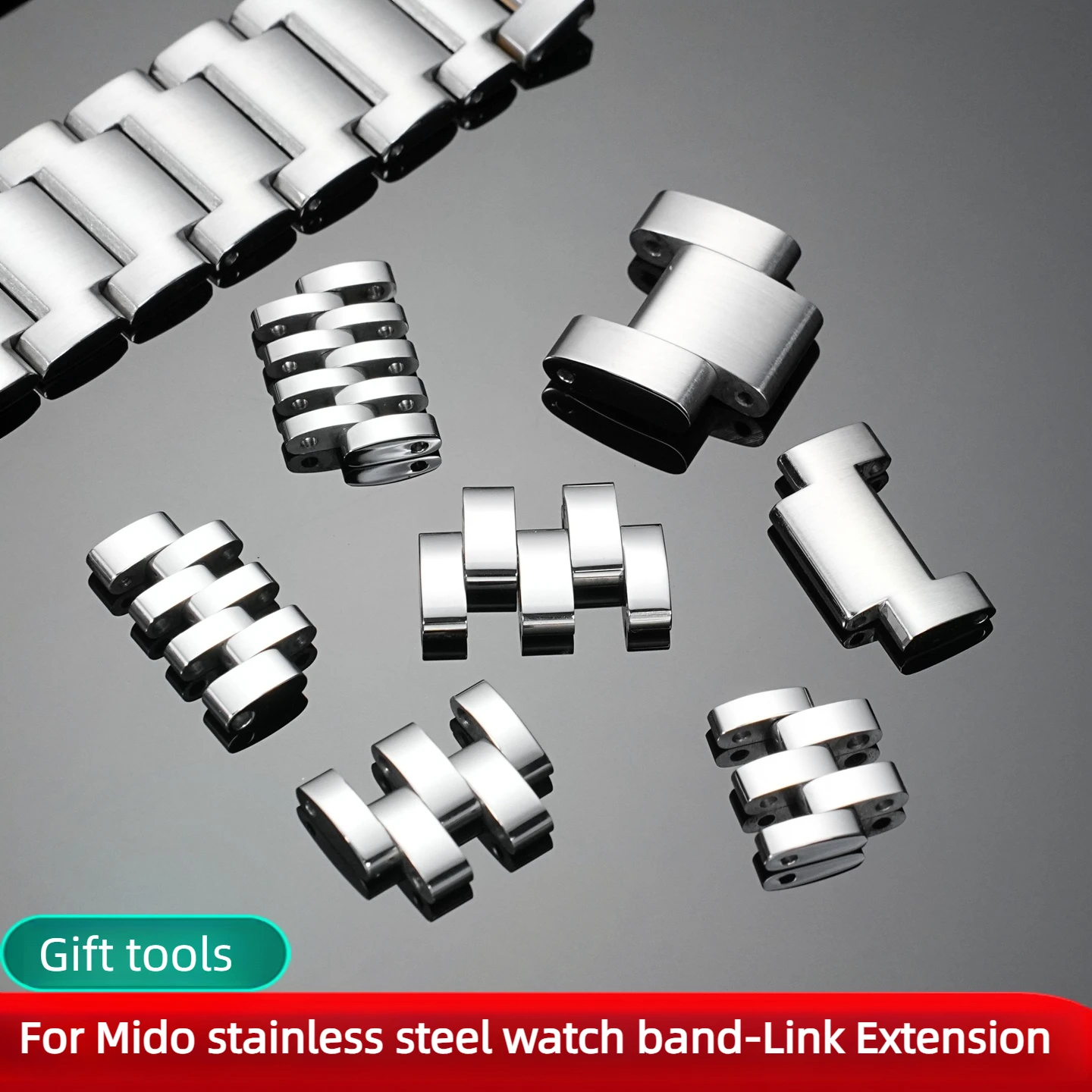 For Mido M007 M021 M027 M7600 M8600 M05430 M1130 Series Watchband Stainless steel Strap Extension Link Extra Metal Accessories